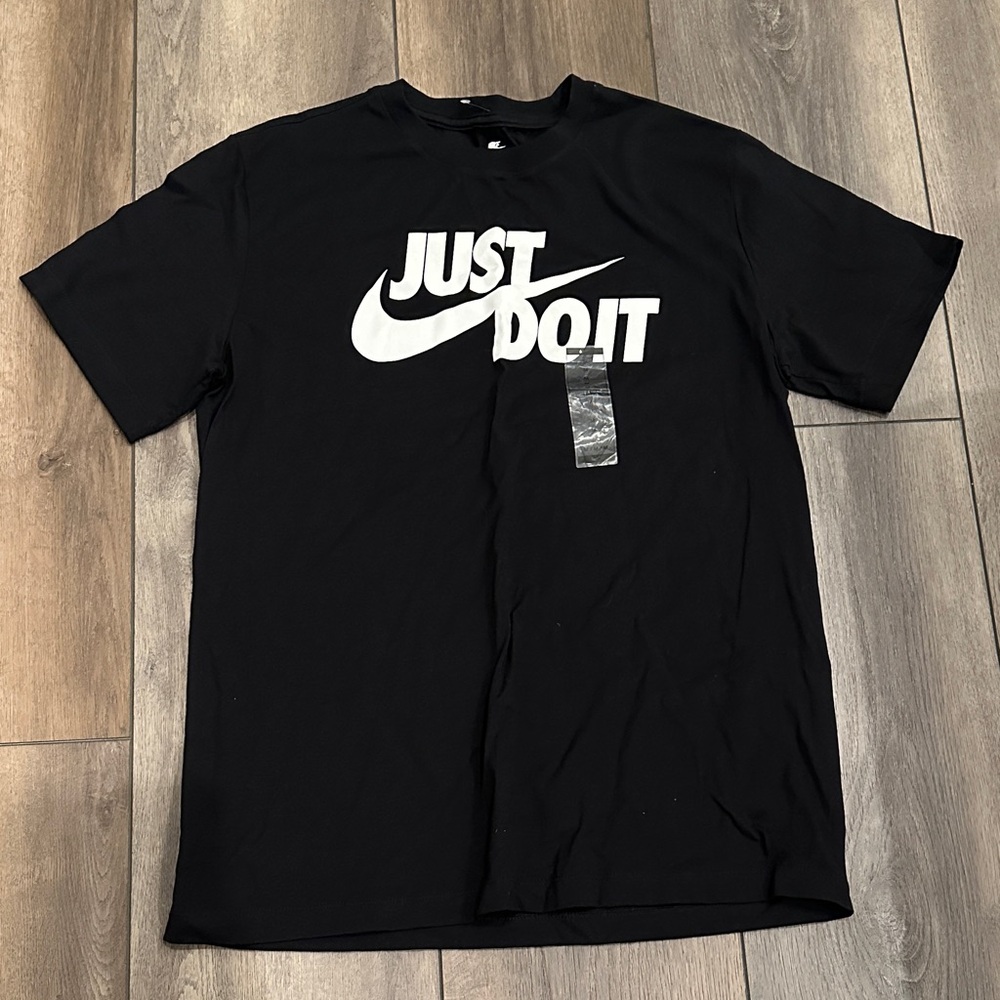Nike Men's Black Tee with White Logo